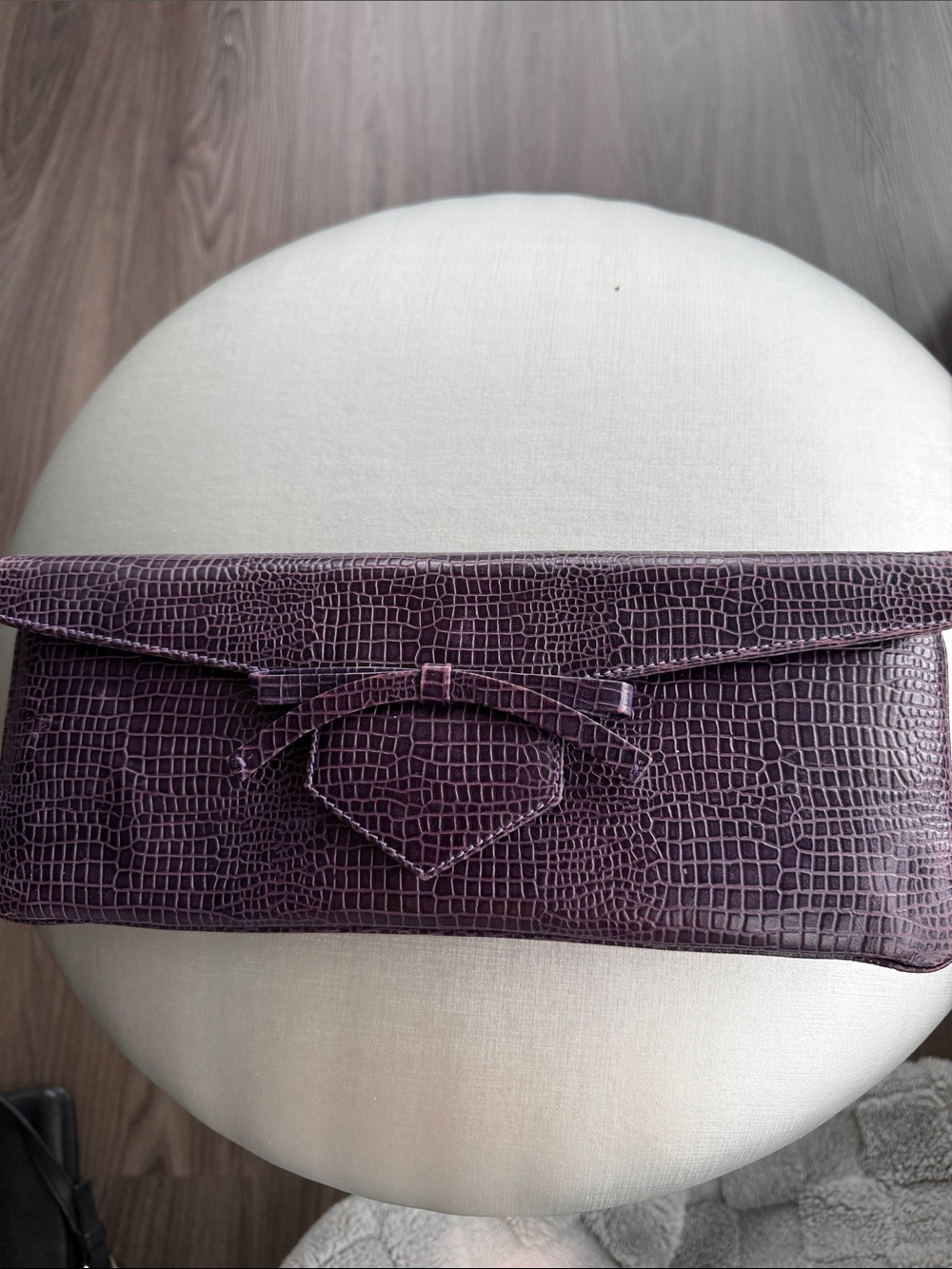 Emporio Armani Purple Croc-Embossed Envelope Clutch